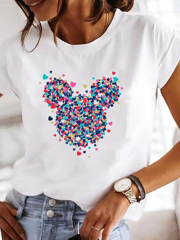 

Lady Mickey Mouse 90s Sweet Stylish T-shirts Disney Cartoon Casual Graphic Tee Top Clothing Women Female Printed Fashion Clothes