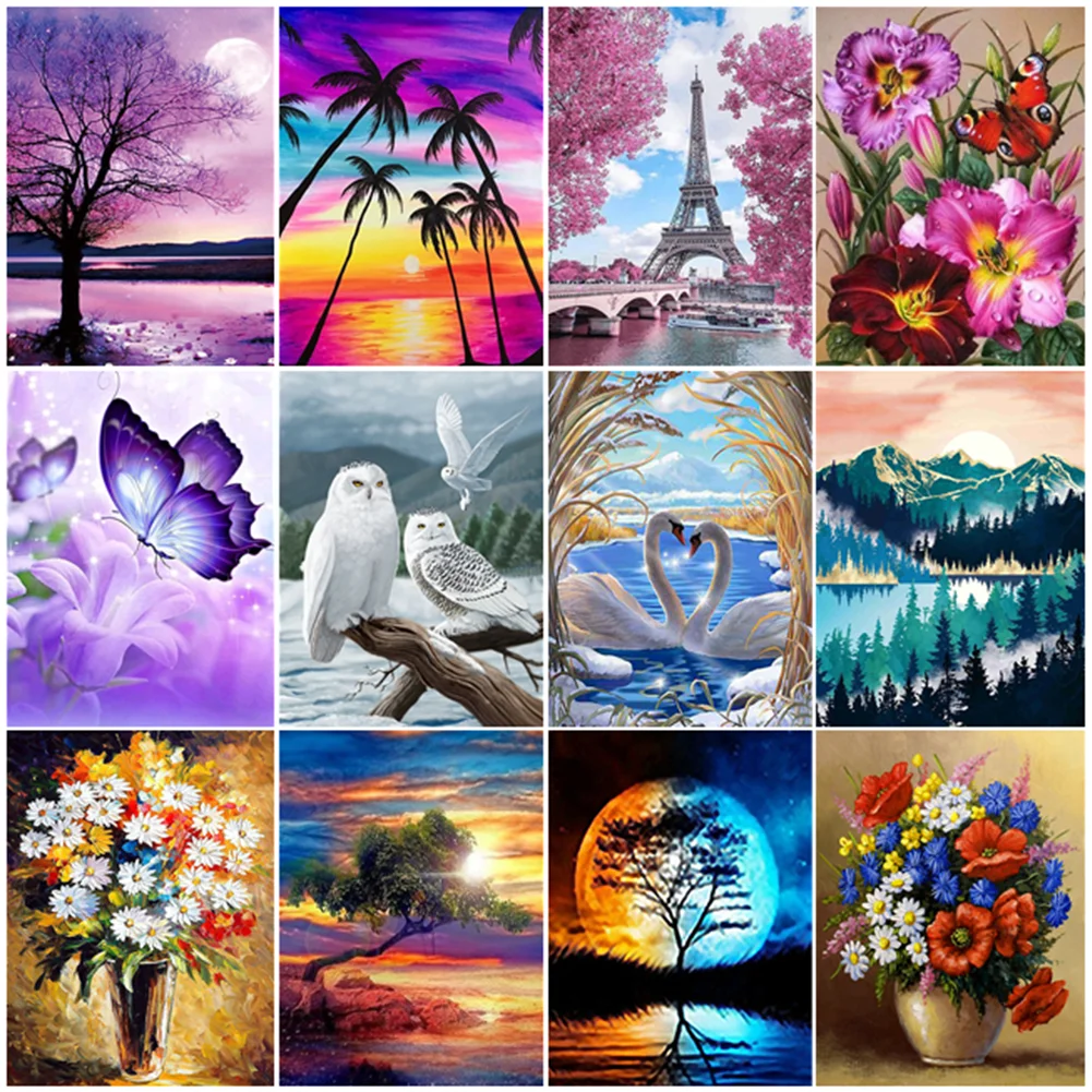 

Алмазная мозаика «сделай сам» с изображением цветов, дерева, пейзажа, полная Алмазная вышивка, животные, бабочки, лебедей, стразы, домашний д...