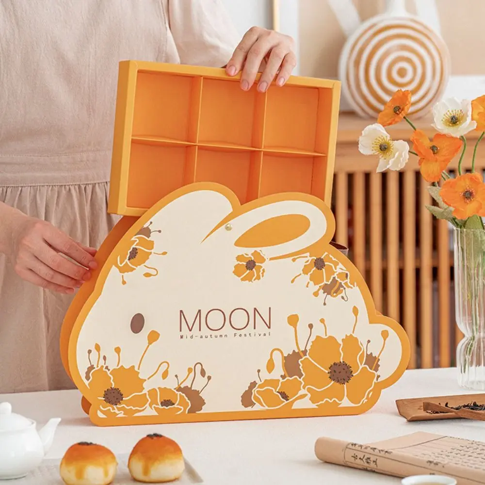 Es Creative Biscuit Wrapping Yellow Mid-autumn Mooncake Gift Box Handmade 6 Insert Dessert