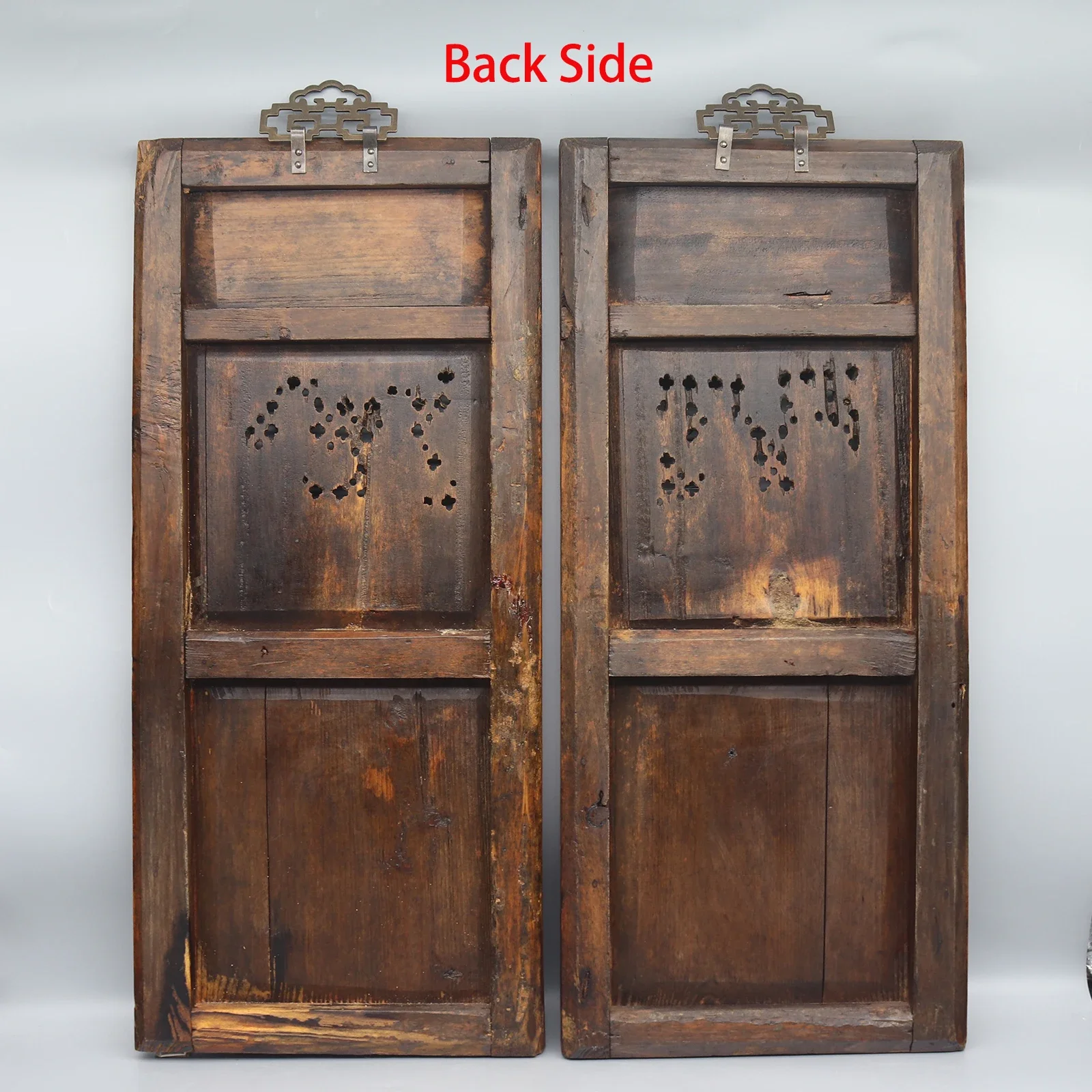 Коллекционные старые деревянные резьбы набор из 2 фигурных панелей украшение для