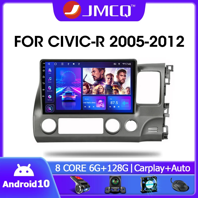 

JMCQ Right Rudder Drive Android 9.0 Car Radio For Honda Civic 2005-2012 Multimidia Video Player 2din Mirror connection Head unit
