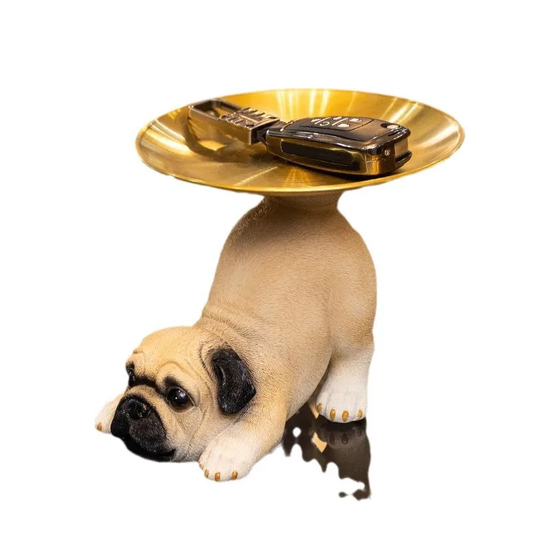 Статуя Pug многофункциональный декор дома скульптура из смоляной собаки ключи от