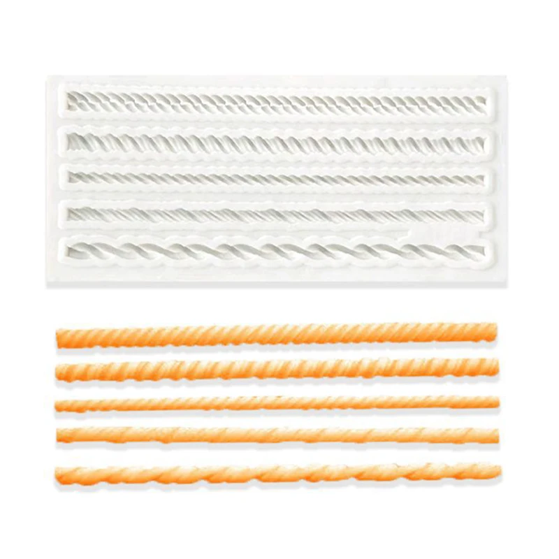 

Five Braided Ropes Silicone Mold Kitchen DIY Dessert Chocolate Mold Fondant Cake Baking Tool Long Strip Lace Decoration Mold