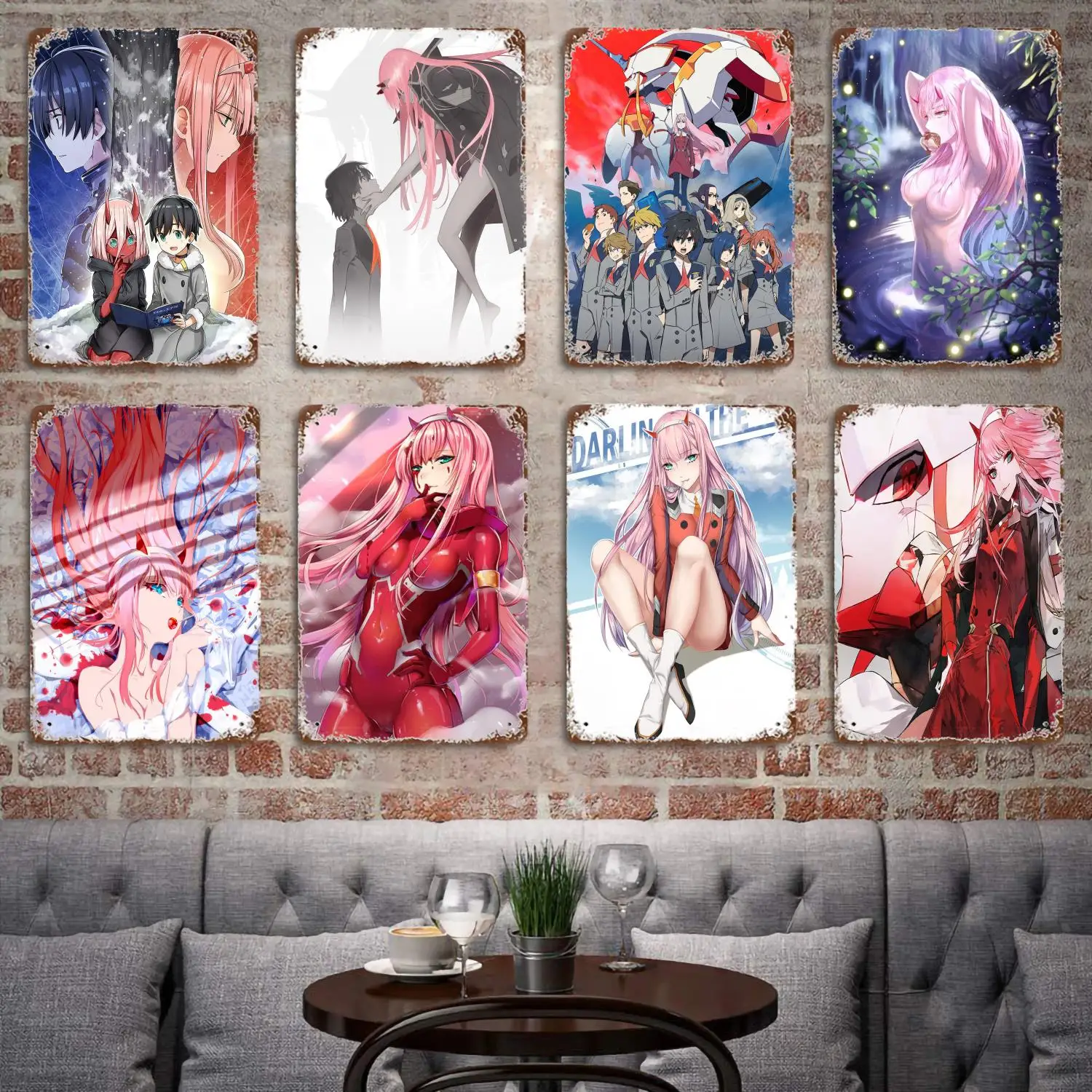 

Darling in The Franxx Anime Decor Poster Vintage Tin Sign Metal Sign Decorative Plaque for Pub Bar Man Cave Club Wall Decoration