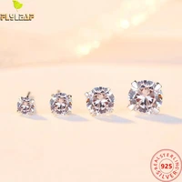 real 925 sterling silver jewelry 4 claw zircon stud earrings for women hypoallergenic platinum plating ear bone nail 2022 new