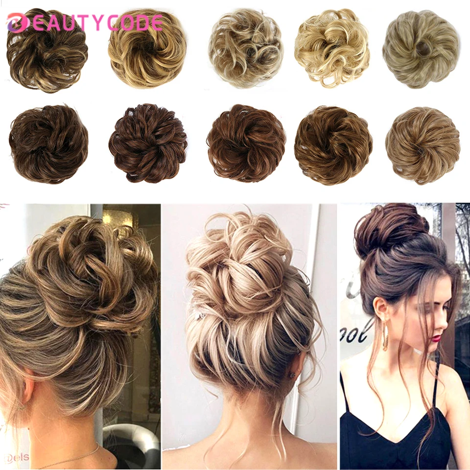 

Synthetic Hair Bun Scrunchy Donut Wavy Updo Elastic Scrunchie Hair Pieces Bridal Hairpiece Easy Bun Updos For Women Kids