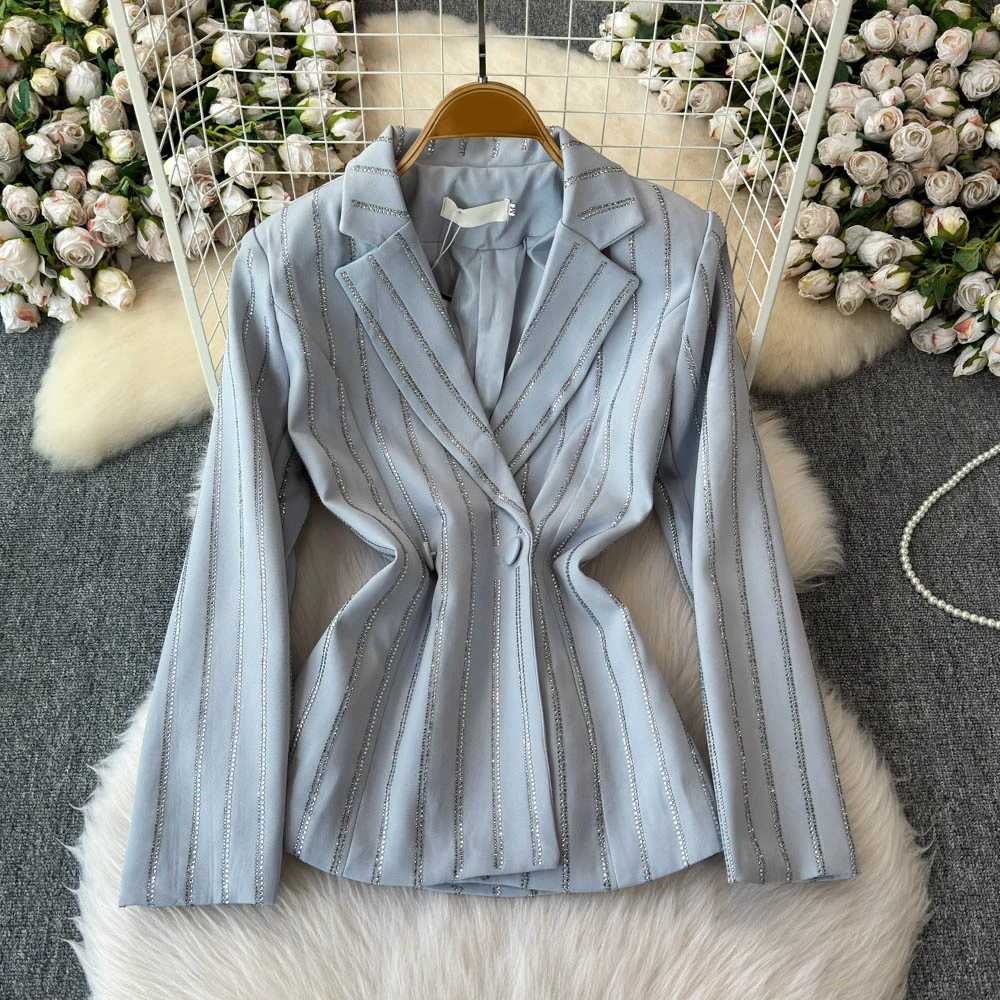 TWOTWINSTYLE новый полосатый комплект из двух предметов для женщин пальто с зубчатым