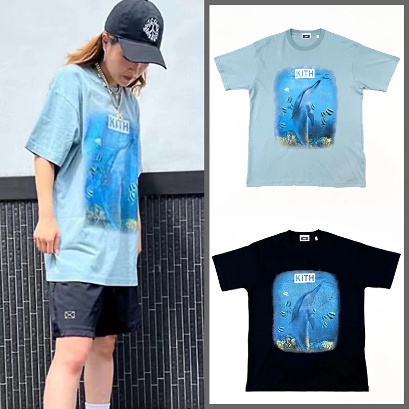 

Best Quality Oversized Short Sleeve Casual T Shirt Tee Tops Dolphin Print KITH T-shirt Men Women