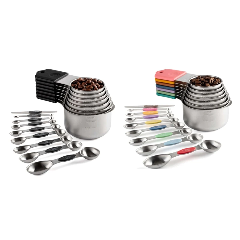 Набор магнитных мерных чашек и ложок из нержавеющей стали 16 шт. 7 сверхмощных 8