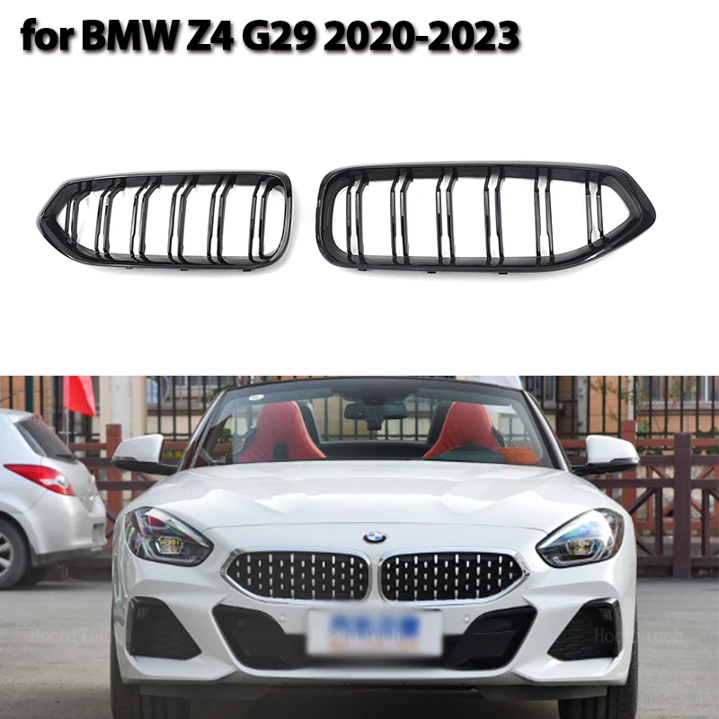 

Glossy Black Front Hood Kidney Grille Grill ABS Dual Line Compatible for BMW Z4 G29 2020 2021 2022 2023 Black Dual Line Grille