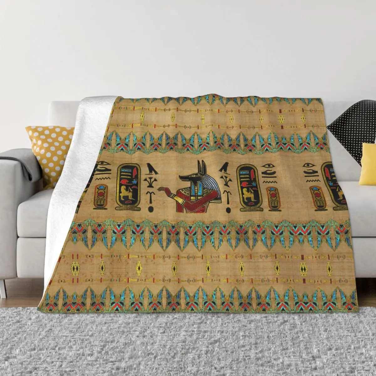 

Egyptian Anubis Ornament Fleece Throw Blankets Ancient Egypt Myth Blankets for Bed Travel Warm Bedspread