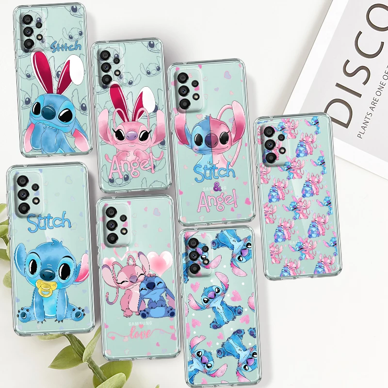 

Stitch Angel Lilo For Samsung A14 A54 A34 A73 A53 A33 A23 A13 A32 A72 A52 A32 A22 Silicone Transparent Phone Case Coque Capa