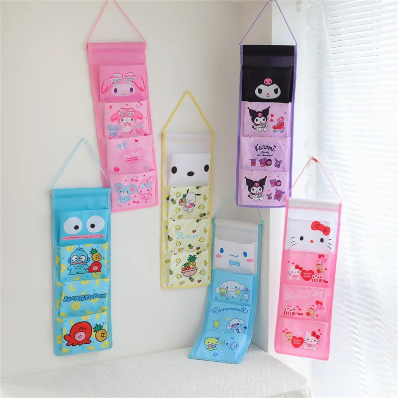 

Kawaii Anime My Melody Cinnamoroll Kuromi Hello Kitty Cute Cartoon Wall-mounted Sundries Sorting Storage Bag Birthday Gift
