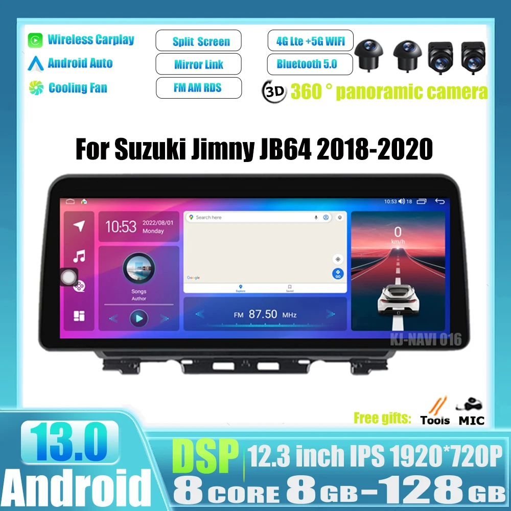 

Для Suzuki Jimny JB64 2018-2020 Мультимедиа Android 13 12.3 дюймовый видео-плеер автомобильное радио стерео GPS навигационная карта 8 + 128G Carplay