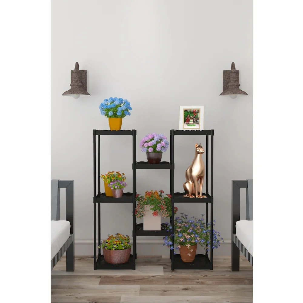 By 8 Shelves Plastic Decorative Çiçeklik Flower Pot Stand Flower Garden Plant Rack Outdoor Furniture Home Accessories