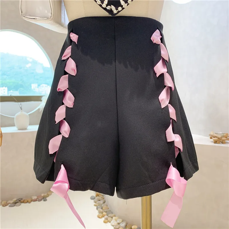 

Niche Design New Women's Clothing 2022 Spring Cross Strap Design Shorts Versatile Thin Wide Leg Casual Pants