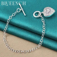 blueench 925 sterling silver stereo heart peach ot buckle bracelet for ladies birthday party fairy high romantic jewelry
