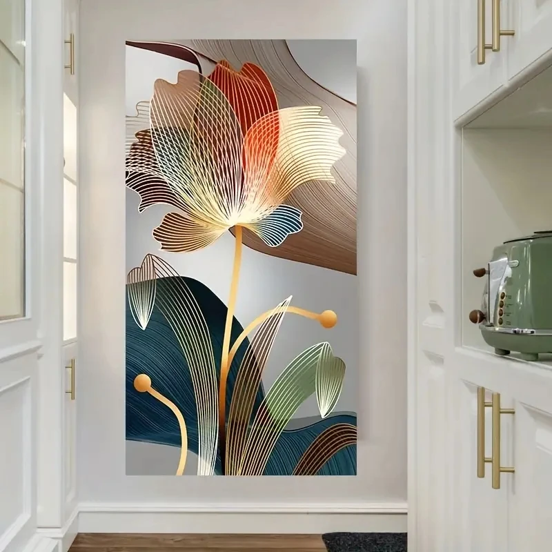 Абстрактные цветы картины на холсте роскошные золотые линии современные постеры