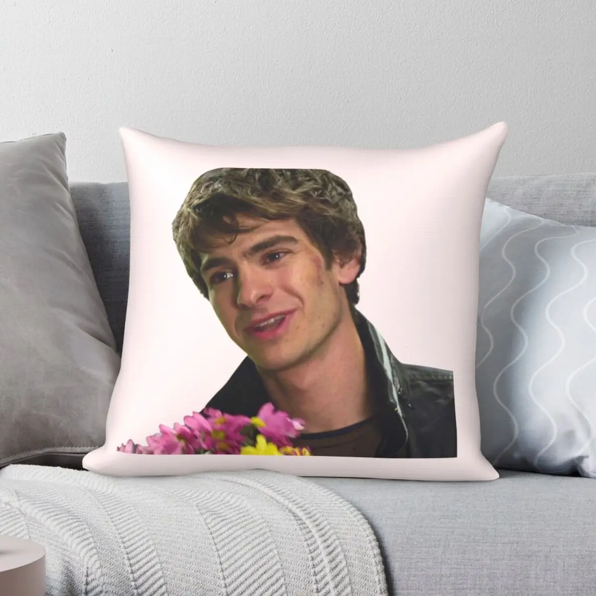 

Andrew Garfield With Flowers Pillowcase Polyester Linen Velvet Printed Zip Decor Pillow Case Sofa Cushion Cover 18"