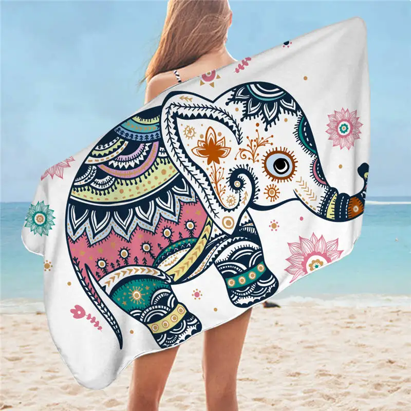 

Elephant Bath Towel Bathroom Microfiber Mandala Beach Towel for Adult Bohemian Hippie Shower toalla 75x150 Bath Towels