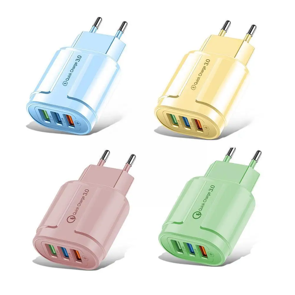 Цветное Зарядное устройство USB, быстрая зарядка, а, 3 порта, зарядное устройство, быстрая зарядка для планшета Samsung, настенный адаптер N2K4