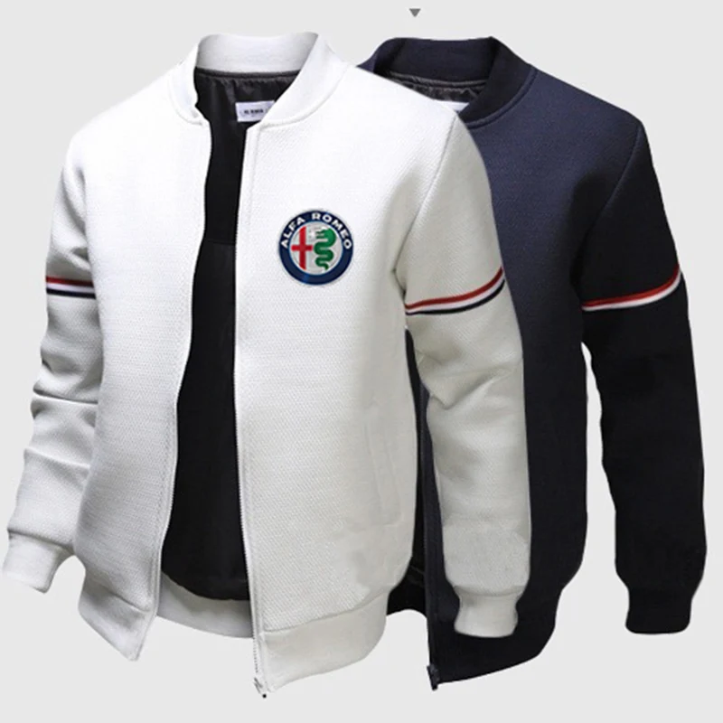 

Alfa Romeo Mens Casual Baseball Uniforms Jacket Brand Print Bomber Sport Zipper Coats Stand Collar Long Sleeve Streetwear
