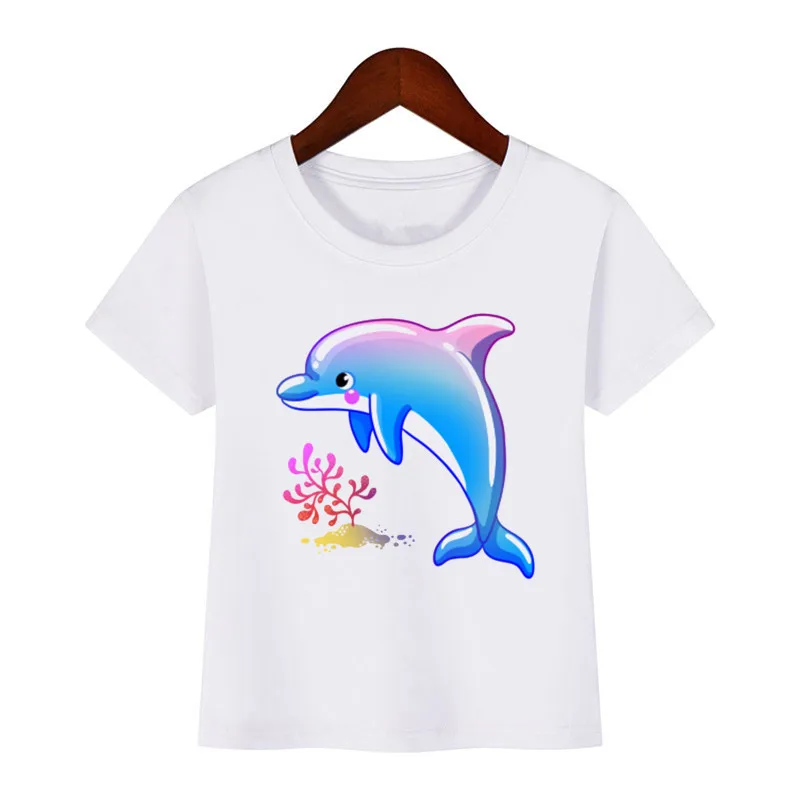 

Dolphin Cartoon Print Children Clothes Boysgirls T-shirt Pattern T Shirt Summer Tops Fashion Casual Short Sleeve Kids Tshirt