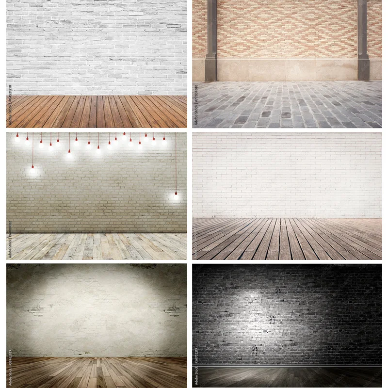 

Vinyl Custom Vintage Brick Wall Wooden Floor Photography Backdrops Photo Background Studio Prop 211218 ZXX-32