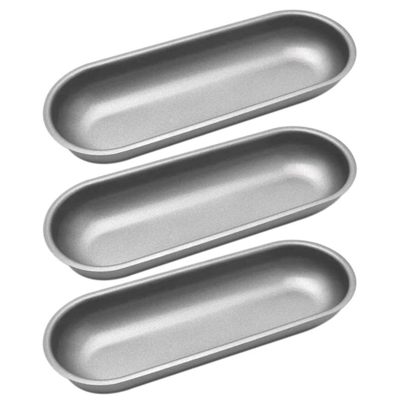 

Hot Dog Mold Carbon Steel Sausage Molds Non Stick Bakeware Oval Hotdog Bun Baking Pan for DIY Homemade Bread Tool 3Pcs