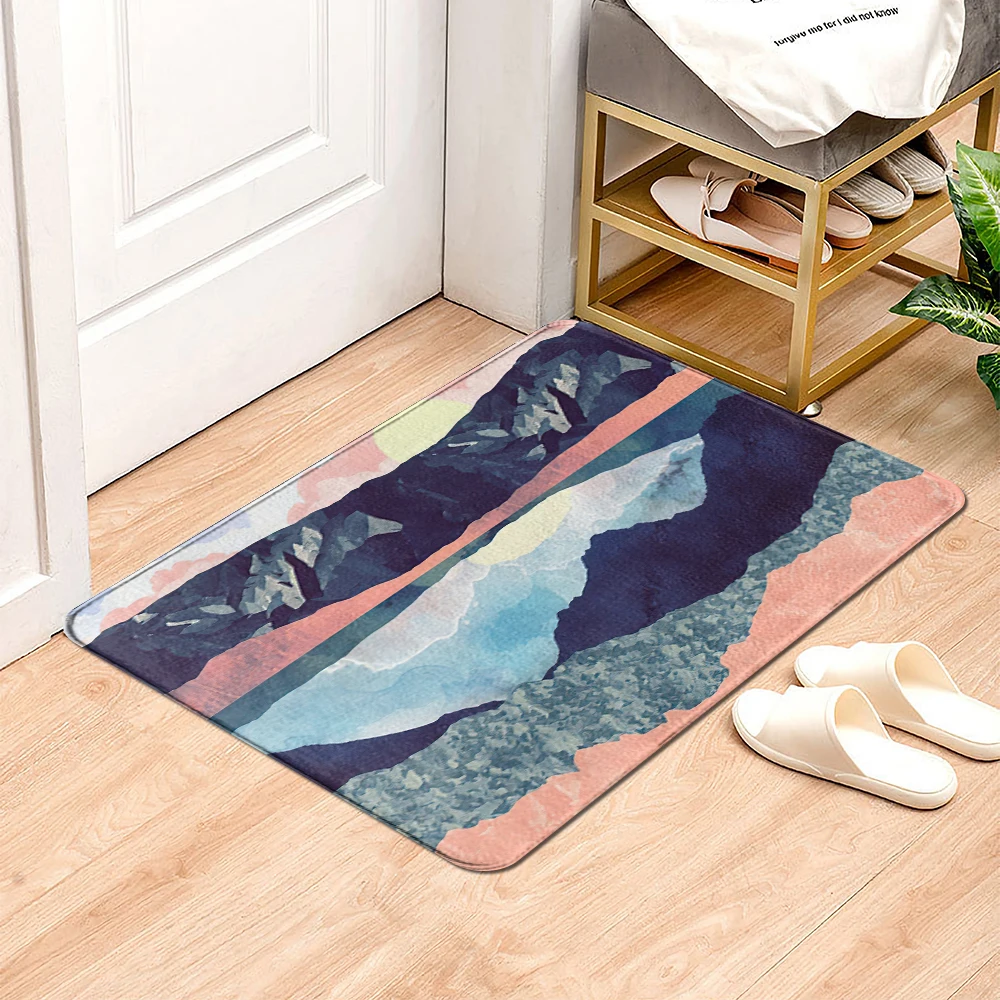Синее озеро водяной коврик с цветами Придверный кухонный ковер для входной двери