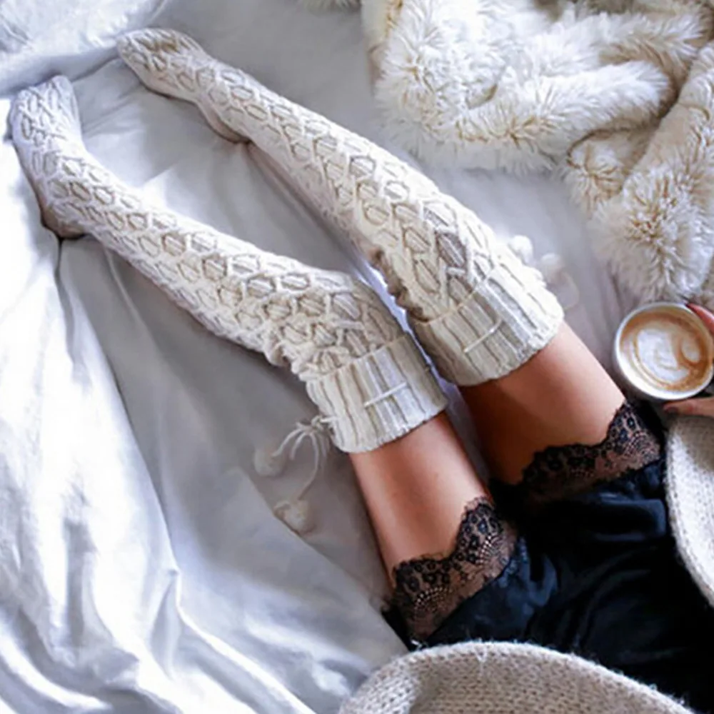 

Everkaki Popular Over-the-knee Knitted Stockings Long Pile Pile Socks Wool Socks Thickened Warm Stockings