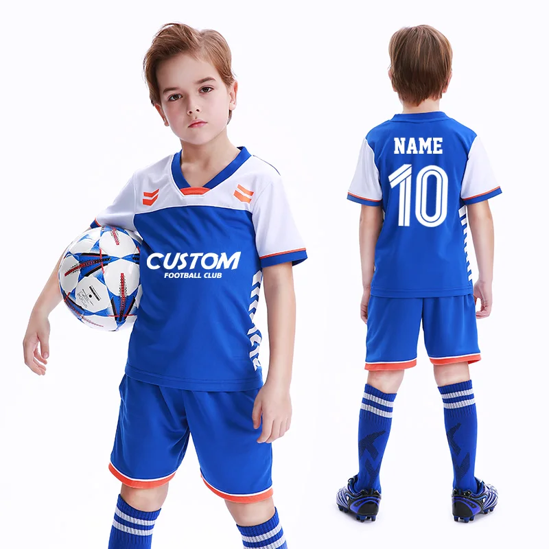 Дешевые детские футбольные Джерси из 100% полиэстера оптом Дышащие комплекты