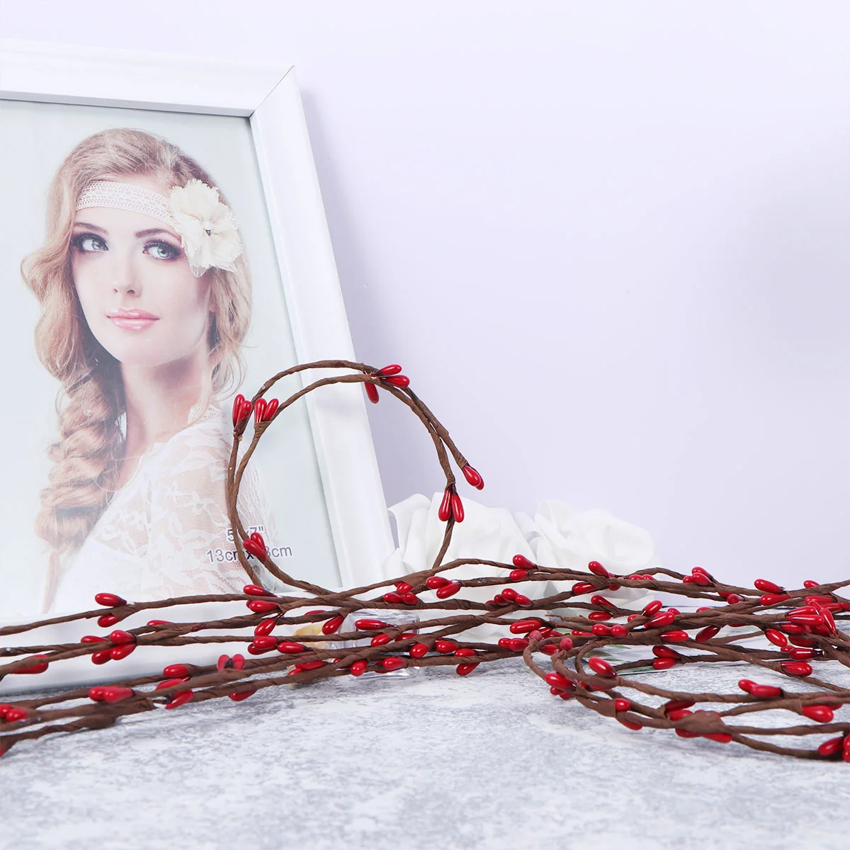 

Berry Artificial Christmas Red Berries Holly Picks Stems Floral Branches Decor Garland Tree Pine Flower Pip Fake Stem Faux