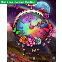 new clock diamond painting butterfly flower art diamont embroidery ab full squareround diy mosaic cross stitch kits home decor