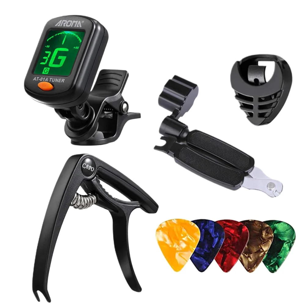 

9pcs Tuner Capo Durable Finger Picks String Winder Manual Tools Portable Musical Instrument Guitar Accessories Kit Practical