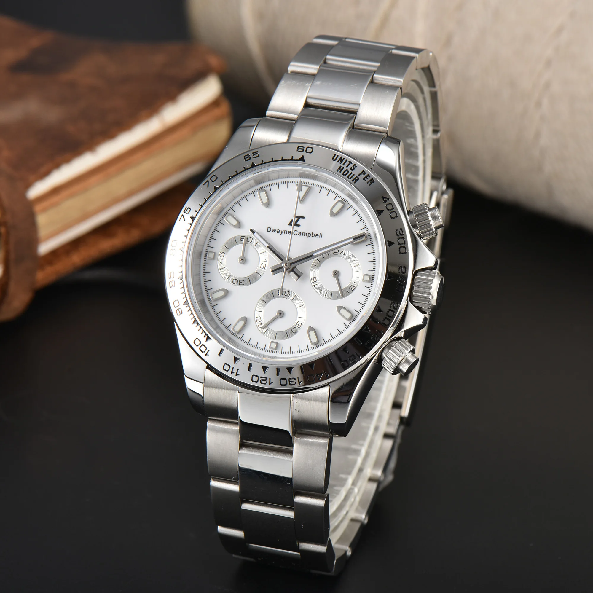 

Мужские DTN Роскошные панды три глаза Janpan VK63 Quatz механизм водонепроницаемые часы 316L нержавеющая сталь сапфировое стекло 40 мм часы