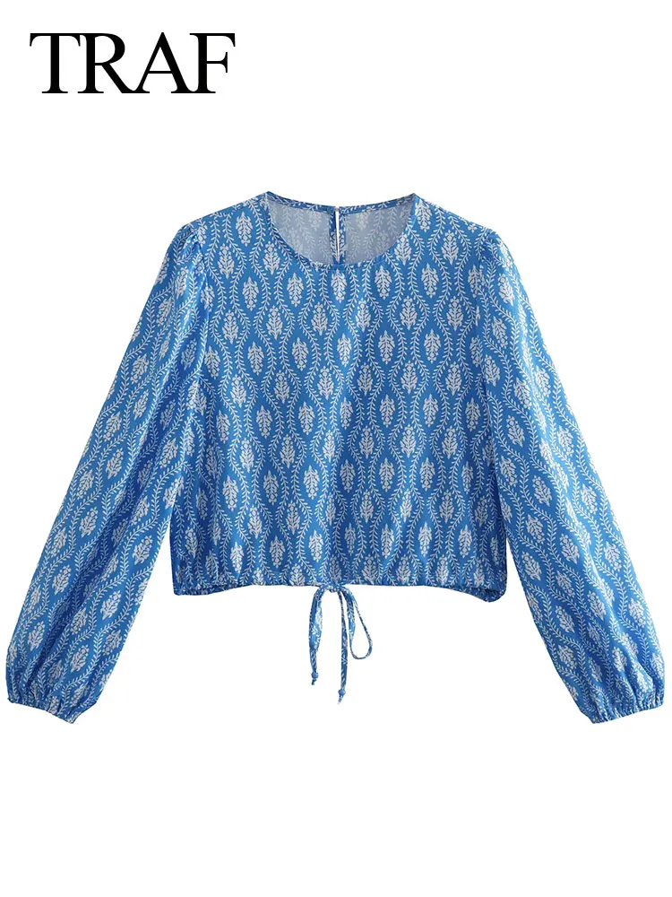 

Модная однотонная белая рубашка TRAF ZA, однобортная женская блузка с отложным воротником и длинными рукавами, украшенная бусинами и листьями