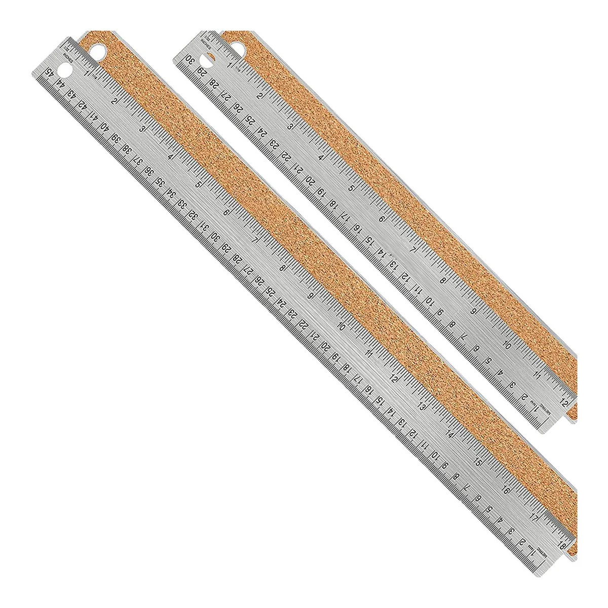 

Metal Ruler with Cork Backing:(12+18 Inch) Stainless Steel Ruler Non- Rulers with Inch and Centimeters