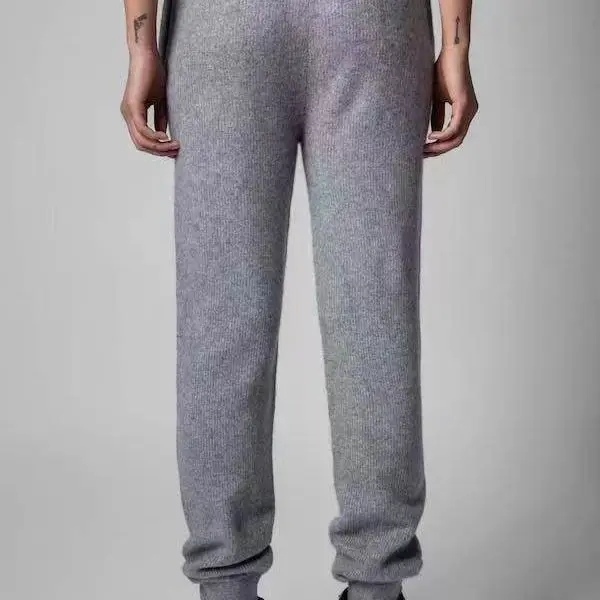 

Women Cashmere Drawstring Straight Ankle Banded Pants Elastic Waist Full Length Pants