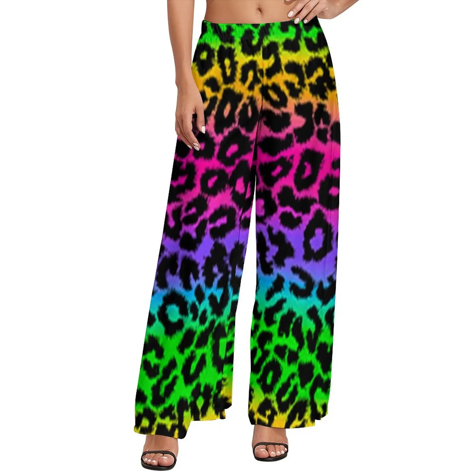 

Fantasy Rainbow Straight Pants Leopard Print Sexy Wide Leg Pants Ladies Oversize Korean Fashion Graphic Trousers