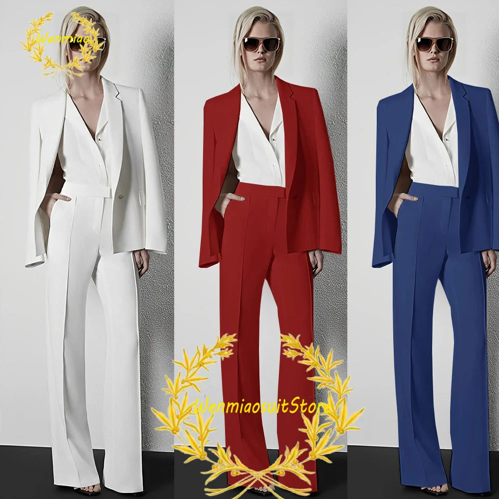 2 Piece Women's Suits Formal Business Jacket Pants Summer Slim Fit White Blazer Set Office Lady Workwear
