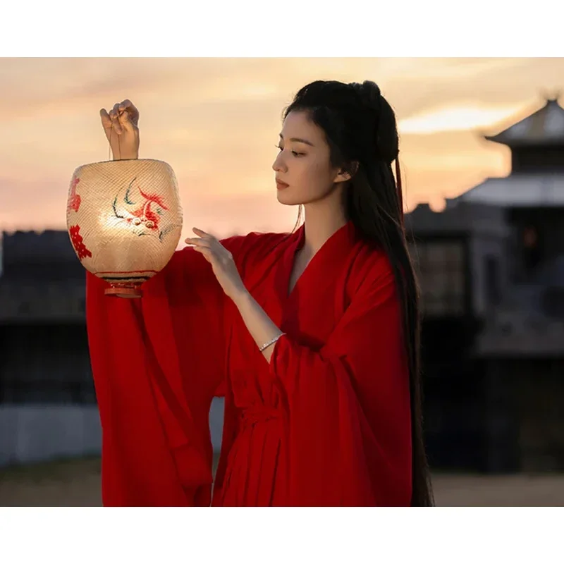 Китайский традиционный танцевальный женский костюм для косплея летнее красное