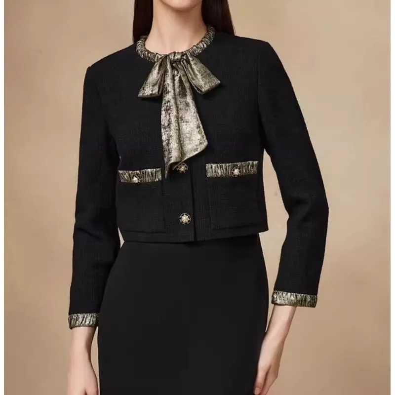 GE Zhongge 2024 Autumn New Bow Collision Tweed Dress 5c64505450