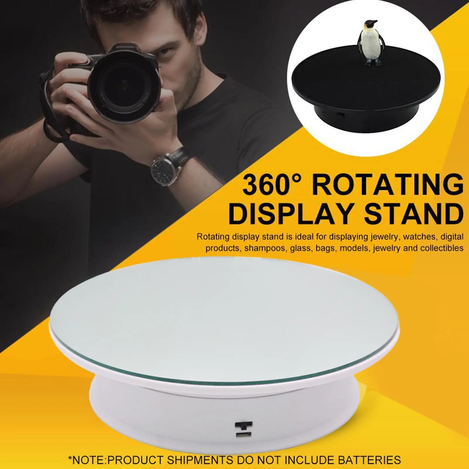 Electric Rotating Display Stand Photography Turntable Jewelry Necklace Model Holder Automatic Product Display Stand