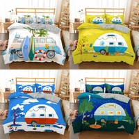 camping car duvet cover surf hawaii vacation theme bedding set for adult kids family queen king comforter cover with pillowcase