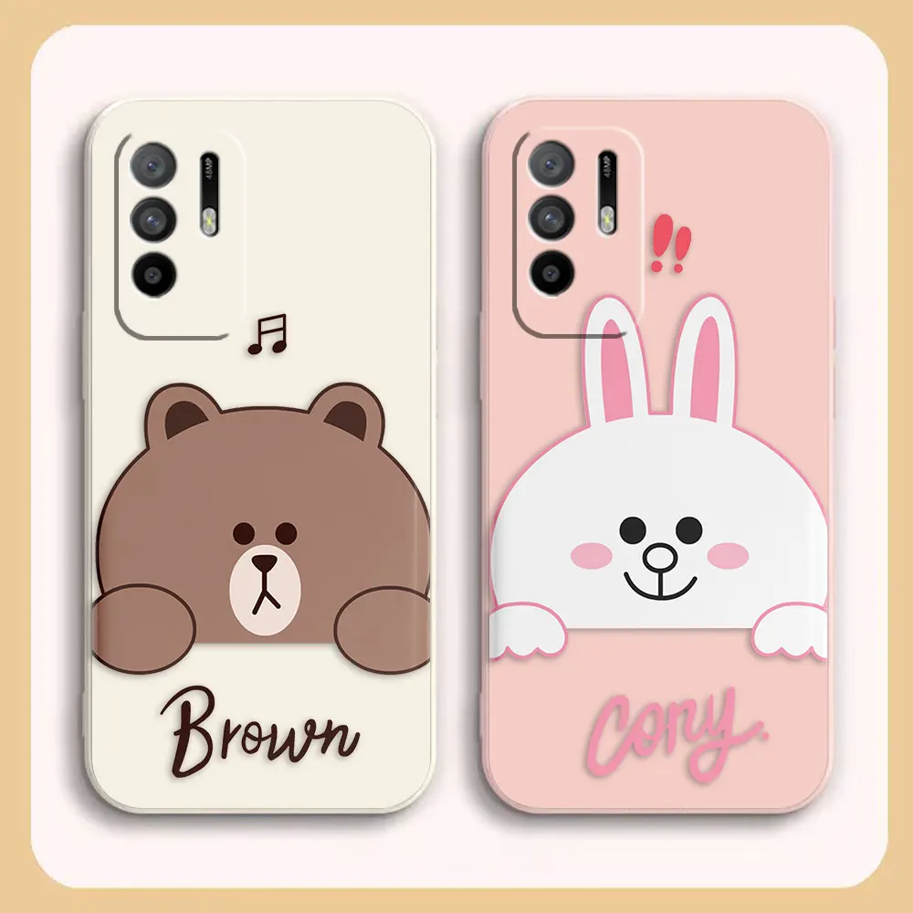 

Case For OPPO A52 A54 A55 A57 A59 A72 A73 A74 A91 A93 A92S A93S A94 A95 A96 4G 5G Case Funda Cqoue Shell Capa Cute Brown Bear