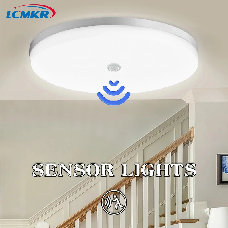 

Modern White Led Ceiling Lamps Motion Sensor Lights for Corridor Garage Staircase Hallway 110V 220V Energy Saving 18W 24W 36W