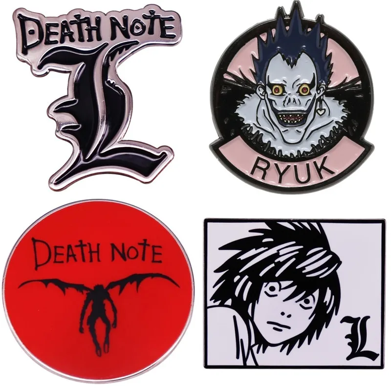 Death Note L and Misa Ryuk Enamel Pin Brooch Metal Badges Lapel Pins Brooches for Backpacks Luxury Designer Jewelry Accessories