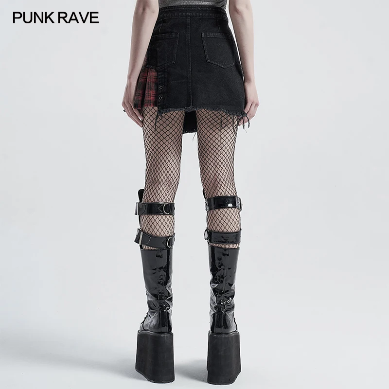 Женская короткая юбка-трапеция в стиле Панк RAVE повседневная классическая