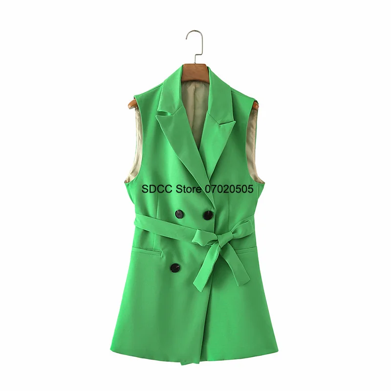 

Women's Vest Sleeveless Jacket Coat Lapel Long Sports Casual For Lady Waistcoat Zevity